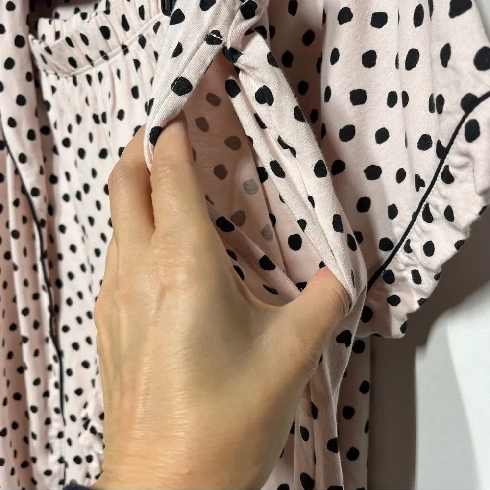 Kate Spade New York 3/4 Sleeve Charm Cropped  Polka Dot PJ Set XL
